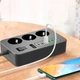 Мережевий фільтр-подовжувач Earldom 3000W 2м із захистом від перепадів напруги на 3 розетки 220В з 4 USB 2 Type-C із вимикачем Чорний - зображення 4