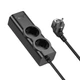 Мережевий подовжувач Hoco NS10 (3 Type-C, 1 USB-A, 2 розетки, 2000 Вт, довжина кабелю 2 метри, швидка зарядка) - Чорний - зображення 4