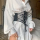Ремень женский широкий на шнуровке с кружевом массивный ремень-корсет ремень-резинка черный Талия 73-84 см - изображение 8