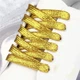 Плоскі блискучі шнурки для взуття 1 пара 120 см. Золотистий - зображення 2