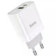 Адаптер питания быстрой зарядки Hoco с разъемом USB + Type-С Блок питания (USB-C) + USB для зарядки телефона iPhone/Xiaomi/Samsung/Huawei/Meizu Power Adapter PD20W+QC3.0 USB-A/USB-C/3,1A - изображение 1