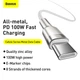 Кабель Baseus Cafule Series Metal Data Cable Type-C to Type-C 100W 2m White (CATJK-D02) - изображение 7