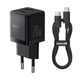 Блочок Baseus P10111608 Palm Fast Charger 20W 1USB-A/1Type-C з кабелем Type-C to Type-C Cluster Black - зображення 1