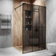 Скляна душова перегородка лофт (LOFT) Alfa-Glass лофт (LOFT) 2000х600мм скло графіт колір фурнітури Black - Чорна матова (Model-AL.50) - зображення 1