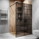Скляна душова перегородка лофт (LOFT) Alfa-Glass лофт (LOFT) 2000х600мм скло графіт колір фурнітури Black - Чорна матова (Model-AL.50) - зображення 5