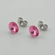 Серьги с кристаллами Swarovski 53405 размер 8х8 мм цвет малиновый вес 1.0 г позолота Белое Золото - изображение 1