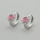 Сережки з кристалами Swarovski 53420 розмір 15х10 мм колір малиновий вага 3.1 г позолота Біле Золото - зображення 1