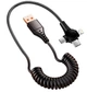 Пружинний Автомобільний 3 в 1 Кабель для Швидкої зарядки iPhone Lightning MicoUSB Type-C 120W 6A Fast Charge в авто Black - зображення 1