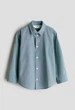 Рубашка из хлопка с длинными рукавами бирюзовая H&M 116см (400011159) - изображение 1