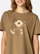 T-shirt damski z nadrukiem bawełniany Lee Cooper Flowers7-1145 S Khaki (5905991729044) - obraz 4
