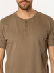 T-shirt męski basic bawełniany Lee Cooper Henley-1160 L Khaki (5905991736615) - obraz 4