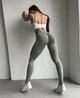 Спортивні жіночі легінси EASY з ефектом Push Up для фітнесу та йоги Безшовні Однотонні M Фісташка пастель (XA05LM) - зображення 5
