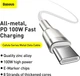 Кабель Baseus Cafule Metal USB-C – USB-C 2 м 100W білий (CATJK-D02) - зображення 8