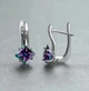 Сережки з цирконом хамелеон, сріблясті 1,7*1,3см, 091450 - зображення 2