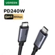 Кабель UGREEN L706 USB-C to USB-C GEN4, Thunderbolt 4, быстрая зарядка PD 3.1, алюминиевый корпус в оплетке для MacBook, 240W, 80 Gbps 16K@60Hz 1m Black (65383) - изображение 6