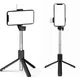 Селфі палиця штатив монопод для телефону з Bluetooth пультом і LED світлом Selfie Stick DF-01S AND 5222 чорний - зображення 3