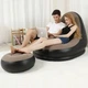 Надувной диван с пуфом Air Sofa / Надувное велюровое кресло с пуфиком Черный, Серый - изображение 9