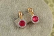 Серьги детские Xuping Jewelry сияние с родием и малиновым камнем 1,4 см золотистые - изображение 1