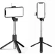 Селфі палиця штатив монопод для телефону з Bluetooth пультом і LED світлом Selfie Stick DF-01S AND 5222 чорний - зображення 3