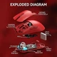 Игровая мышка Attack Shark X11, 3 вида подключения (2.4 G/Bluetooth/провод), с зарядной базой (ARGB док станция), 22000dpi, красная - изображение 4