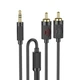 Аудіокабель HOCO UPA28 AUX 3.5 mm to 2xRCA double lotus audio cable 1.5m Black (6942007607759) - зображення 1