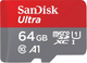 Карта пам'яті microSDXC (UHS-1) SanDisk Ultra 64Gb class 10 A1 (140Mb/s) (adapter SD) Imaging Packaging (SDSQUAB-064G-GN6IA) - изображение 1
