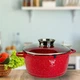 Кастрюля-казан 4.5 л круглая алюминиевая со стеклянной крышкой Top Kitchen, универсальная кастрюля с мраморным покрытием и утолщенным дном для газовой, электрической и индукционной плиты Красная TК52-Red - изображение 1