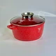 Кастрюля-казан 4.5 л круглая алюминиевая со стеклянной крышкой Top Kitchen, универсальная кастрюля с мраморным покрытием и утолщенным дном для газовой, электрической и индукционной плиты Красная TК52-Red - изображение 2