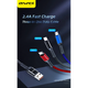 Кабель для заряджання телефонів AWEI CL 971 3 в 1 USB to Type-C+Lightning+MicroUSB 2,4A 1,2 м - зображення 1