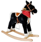 Koń na biegunach LEAN Toys rusza pyskiem ogonem 74 cm czarno - biały (5902808151746) - obraz 2