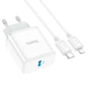 Зарядний пристрій HOCO C104A Stage single port PD20W charger set Type-C to Lightning cable EU White (6931474782908) - зображення 4