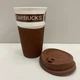 Стакан керамический с силиконовой крышкой 400 мл Starbucks 9703 коричневая с белым - изображение 3