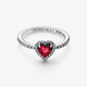 Серебряное кольцо No Brand Красное сердце 162226C01 50 - изображение 2