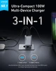 Ładowarka Anker GaNPrime Charger 100W 2xUSB-C PD 1xUSB-A Foldable Silver (A2688341) - obraz 2