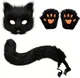 Набір для косплей Костюм кішки для квадробера, 3-компонентний набір аксесуарів для рольових ігор тварин квадробіки: Маска, Рукавички з лапами, Хвіст Чорний колір - зображення 5