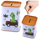 Скарбничка LEAN Toys металева Динозавр у машині 11 x 8 см біла (5905991044413) - зображення 3