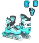 РОЛИКИ + КОМПЛЕКТ ЗАЩИТЫ (на колени, локти и ладони) Scale Sports бирюзовые, размер 29-33 - изображение 1