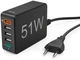 Мережевий зарядний пристрій Hama 4xUSB-A USB-С QC PD 51 Вт Black (00201630) - зображення 2