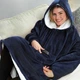 Плед толстовка с капюшоном и рукавами Huggle Hoodie оверсайз. Цвет: синий - изображение 1