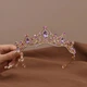 Женская корона - обруч на голову со стразами на праздник / день рождение / утренник / фотосессию Krone тиара - диадема для волос для девочки / женщины / детей, 14х11 см, золотистый с фиолетовым (106957307) - изображение 4