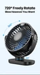 Вентилятор портативный, аккумуляторный, TOPK K60C, 5W, 5000mAh, 7-24h, black - изображение 7