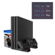 Мультифункціональна вертикальна підставка DOBE для Sony PlayStation PS4 PRO / PS4 Slim / PS4 Fat з охолоджувальними кулерами / зарядна станція для двох геймпадів DualShock 4 з LED підсвічуванням / підставка під 10 дисків - зображення 1