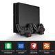 Мультифункціональна вертикальна підставка DOBE для Sony PlayStation PS4 PRO / PS4 Slim / PS4 Fat з охолоджувальними кулерами / зарядна станція для двох геймпадів DualShock 4 з LED підсвічуванням / підставка під 10 дисків - зображення 3