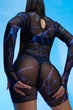 Комбінезон для танців хілз і тверк Goddess (Premium) Mesh Flash XS Чорно-Синій (12013-XS) - изображение 12