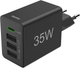 Зарядний пристрій Hama Fast Charger 1x USB-C PD, 3x USB-A 35W Black (4047443528308) - зображення 1