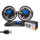 Портативный двухголовый авто вентилятор Car Mounted Fan F30 Свободное вращение 360° 5V Oт USB Black - изображение 7