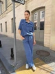 Костюм женский кофта и брюки лен жатка K&ML 576 XS - S ( 42 - 44 ) Синий ( 576 - 02 ) - изображение 1