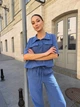 Костюм женский кофта и брюки лен жатка K&ML 576 XS - S ( 42 - 44 ) Синий ( 576 - 02 ) - изображение 3