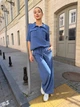 Костюм женский кофта и брюки лен жатка K&ML 576 XS - S ( 42 - 44 ) Синий ( 576 - 02 ) - изображение 4