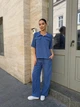 Костюм женский кофта и брюки лен жатка K&ML 576 XS - S ( 42 - 44 ) Синий ( 576 - 02 ) - изображение 7